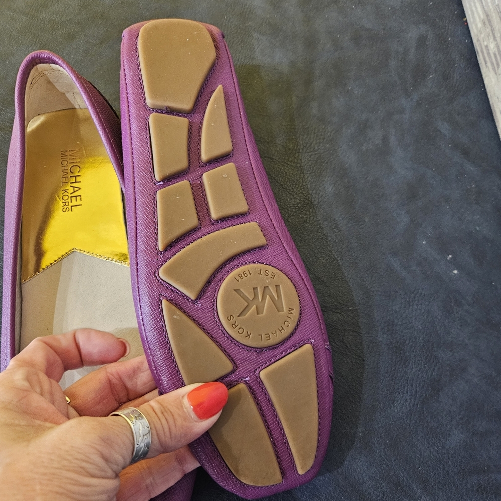 Michael Kors Purple Leather MK Logo Ballet Flats - Picture 8 of 9
